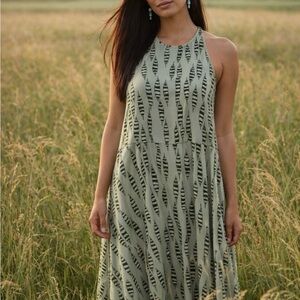 LuLaRoe Olive and Black Striped Midi Dress